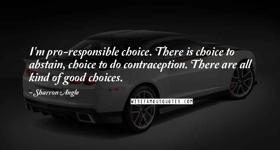 Sharron Angle Quotes: I'm pro-responsible choice. There is choice to abstain, choice to do contraception. There are all kind of good choices.