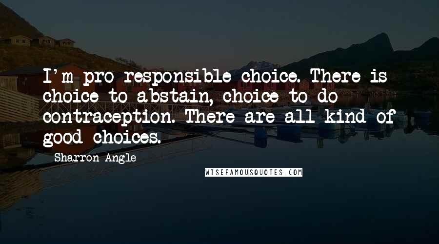 Sharron Angle Quotes: I'm pro-responsible choice. There is choice to abstain, choice to do contraception. There are all kind of good choices.