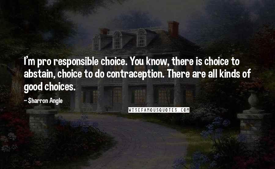 Sharron Angle Quotes: I'm pro responsible choice. You know, there is choice to abstain, choice to do contraception. There are all kinds of good choices.