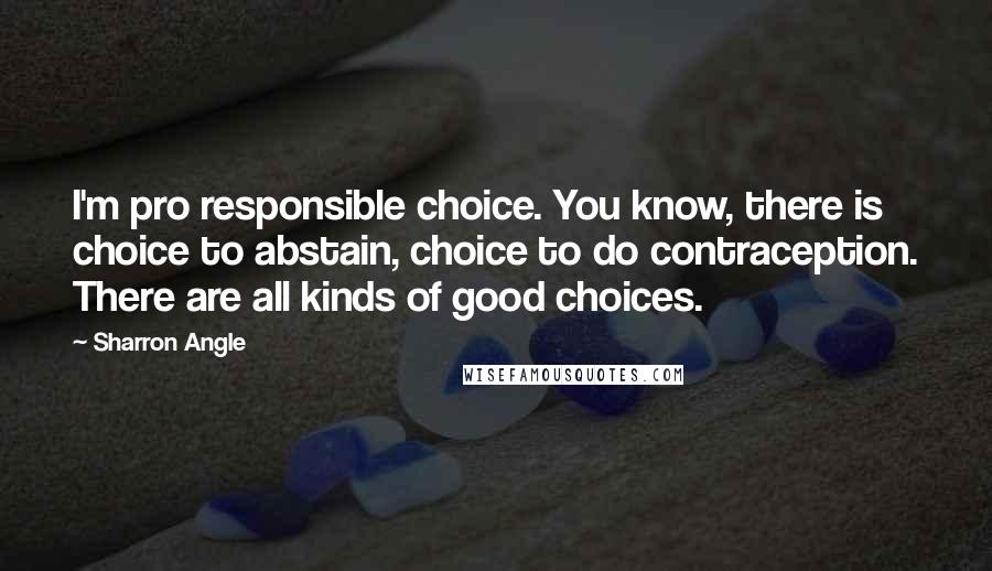 Sharron Angle Quotes: I'm pro responsible choice. You know, there is choice to abstain, choice to do contraception. There are all kinds of good choices.