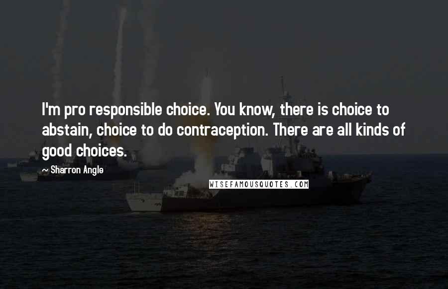 Sharron Angle Quotes: I'm pro responsible choice. You know, there is choice to abstain, choice to do contraception. There are all kinds of good choices.