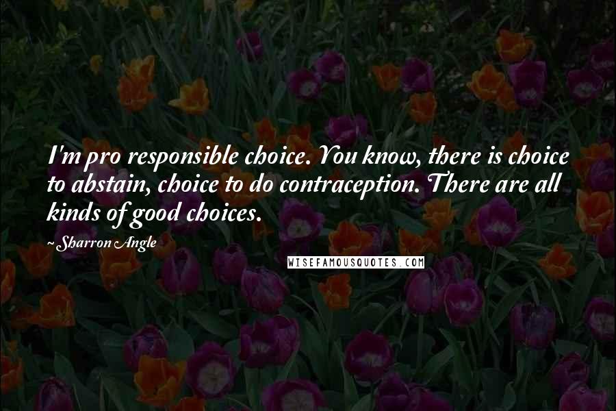 Sharron Angle Quotes: I'm pro responsible choice. You know, there is choice to abstain, choice to do contraception. There are all kinds of good choices.