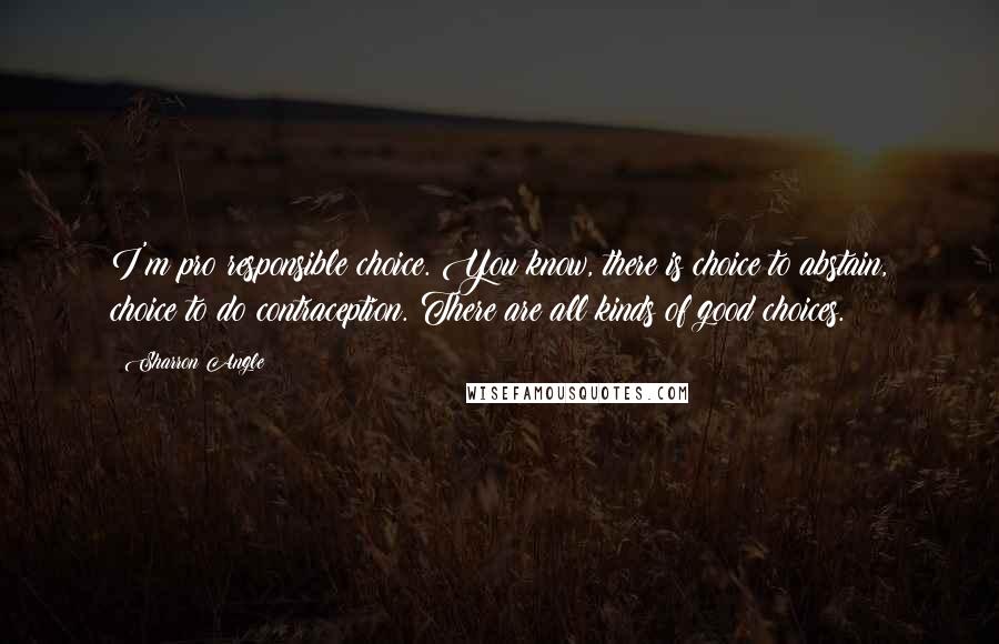 Sharron Angle Quotes: I'm pro responsible choice. You know, there is choice to abstain, choice to do contraception. There are all kinds of good choices.