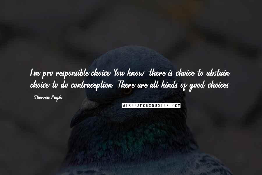 Sharron Angle Quotes: I'm pro responsible choice. You know, there is choice to abstain, choice to do contraception. There are all kinds of good choices.