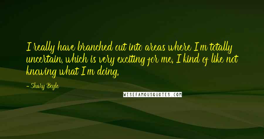 Shary Boyle Quotes: I really have branched out into areas where I'm totally uncertain, which is very exciting for me. I kind of like not knowing what I'm doing.