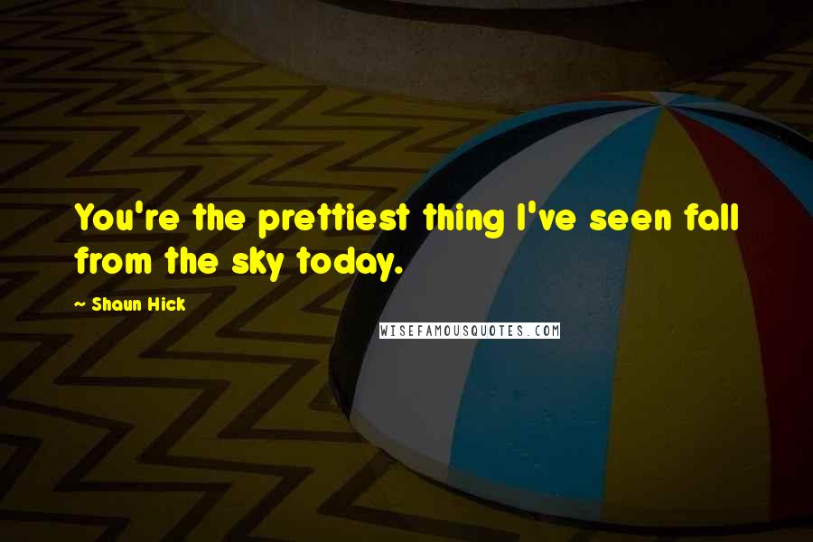 Shaun Hick Quotes: You're the prettiest thing I've seen fall from the sky today.