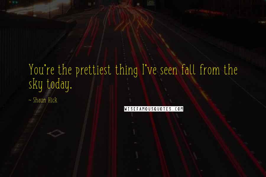 Shaun Hick Quotes: You're the prettiest thing I've seen fall from the sky today.