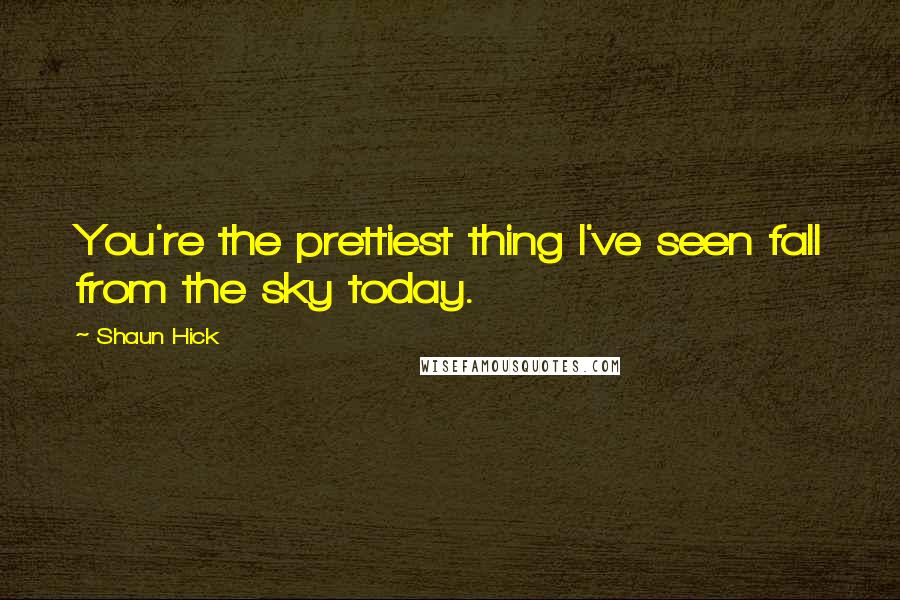 Shaun Hick Quotes: You're the prettiest thing I've seen fall from the sky today.