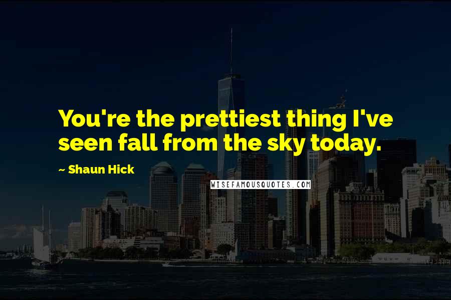 Shaun Hick Quotes: You're the prettiest thing I've seen fall from the sky today.