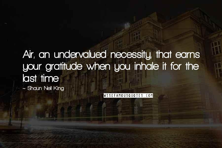 Shaun Neil King Quotes: Air, an undervalued necessity, that earns your gratitude when you inhale it for the last time