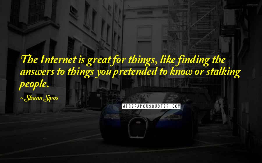 Shaun Sipos Quotes: The Internet is great for things, like finding the answers to things you pretended to know or stalking people.