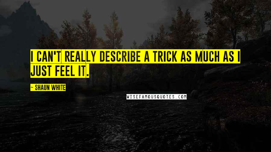 Shaun White Quotes: I can't really describe a trick as much as I just feel it.