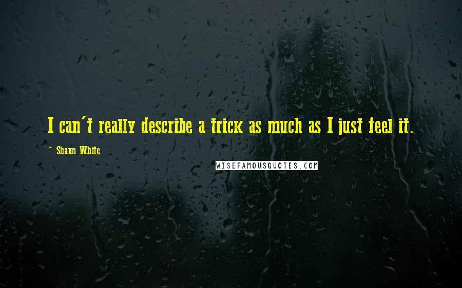 Shaun White Quotes: I can't really describe a trick as much as I just feel it.
