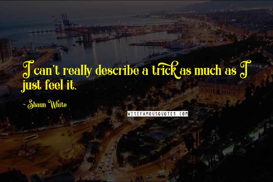 Shaun White Quotes: I can't really describe a trick as much as I just feel it.