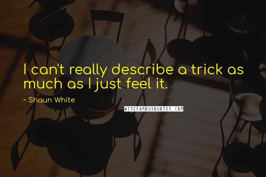 Shaun White Quotes: I can't really describe a trick as much as I just feel it.