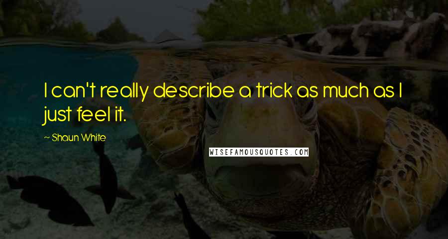 Shaun White Quotes: I can't really describe a trick as much as I just feel it.