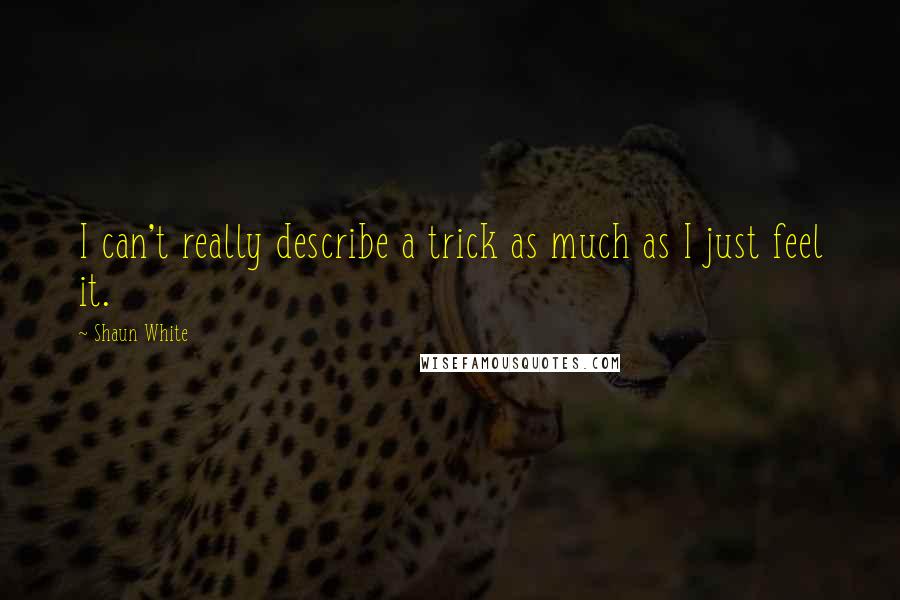 Shaun White Quotes: I can't really describe a trick as much as I just feel it.