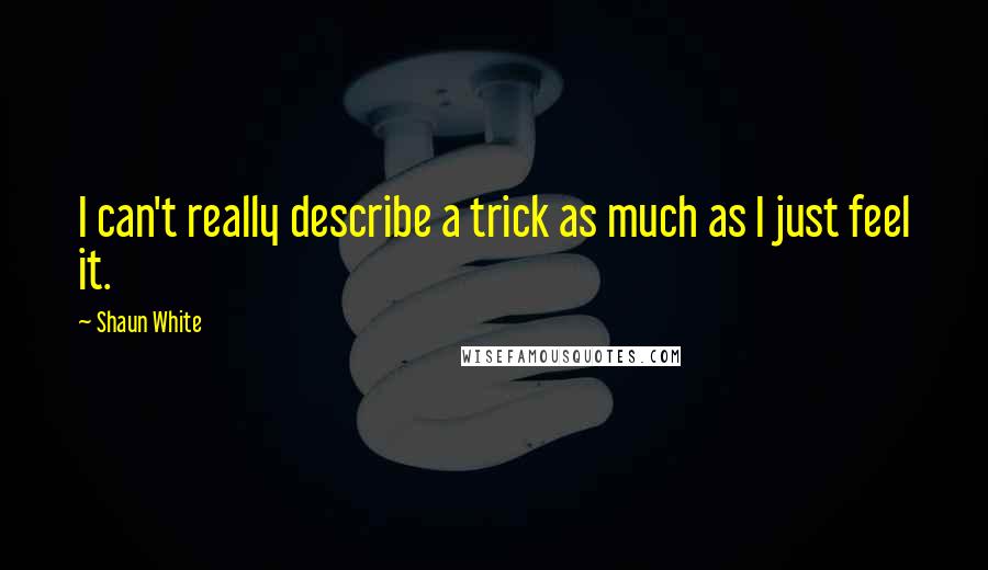 Shaun White Quotes: I can't really describe a trick as much as I just feel it.