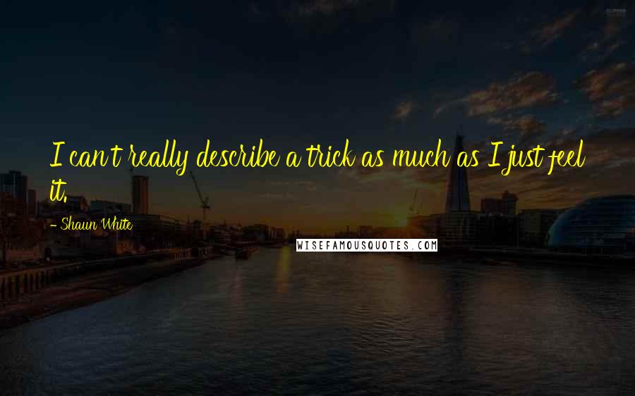 Shaun White Quotes: I can't really describe a trick as much as I just feel it.