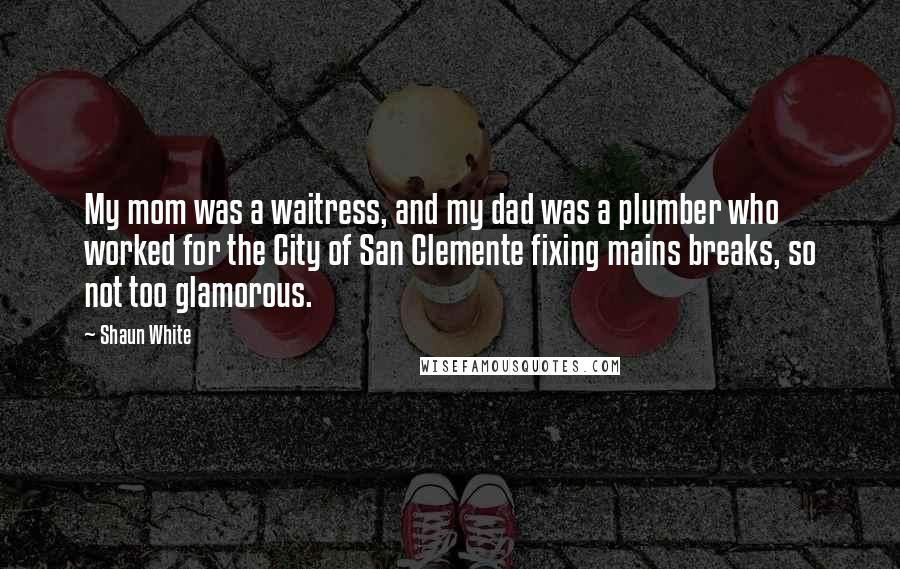 Shaun White Quotes: My mom was a waitress, and my dad was a plumber who worked for the City of San Clemente fixing mains breaks, so not too glamorous.