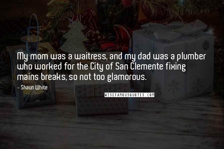 Shaun White Quotes: My mom was a waitress, and my dad was a plumber who worked for the City of San Clemente fixing mains breaks, so not too glamorous.