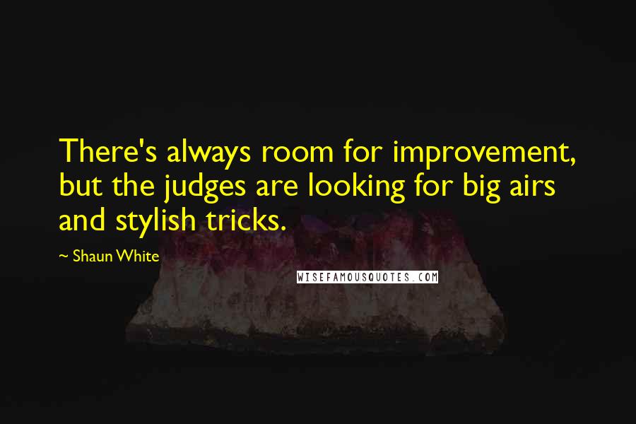 Shaun White Quotes: There's always room for improvement, but the judges are looking for big airs and stylish tricks.