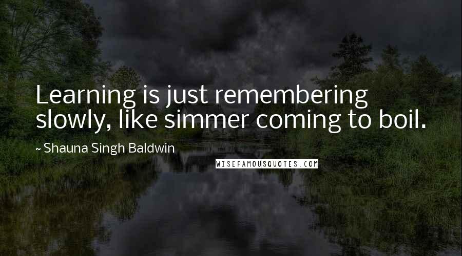 Shauna Singh Baldwin Quotes: Learning is just remembering slowly, like simmer coming to boil.