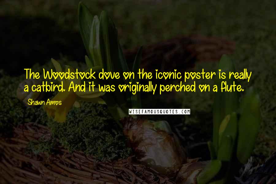 Shawn Amos Quotes: The Woodstock dove on the iconic poster is really a catbird. And it was originally perched on a flute.