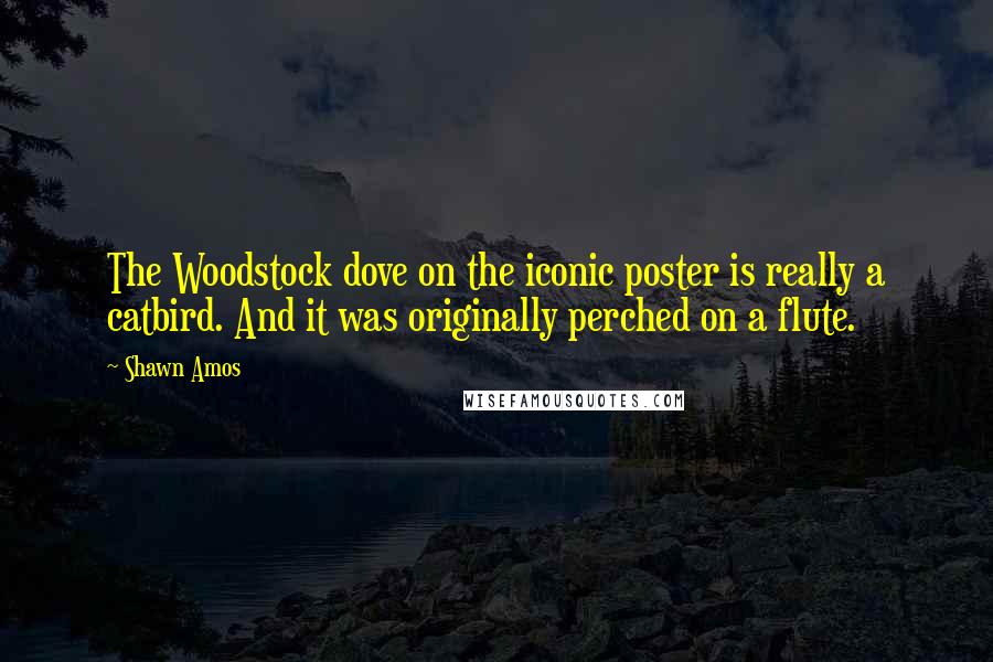 Shawn Amos Quotes: The Woodstock dove on the iconic poster is really a catbird. And it was originally perched on a flute.