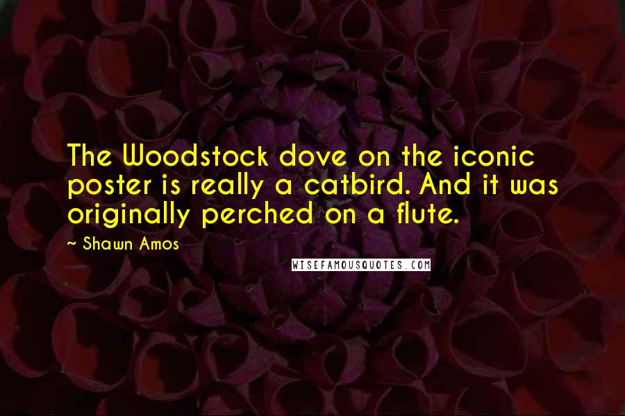 Shawn Amos Quotes: The Woodstock dove on the iconic poster is really a catbird. And it was originally perched on a flute.