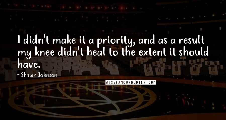 Shawn Johnson Quotes: I didn't make it a priority, and as a result my knee didn't heal to the extent it should have.