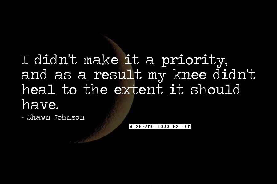 Shawn Johnson Quotes: I didn't make it a priority, and as a result my knee didn't heal to the extent it should have.