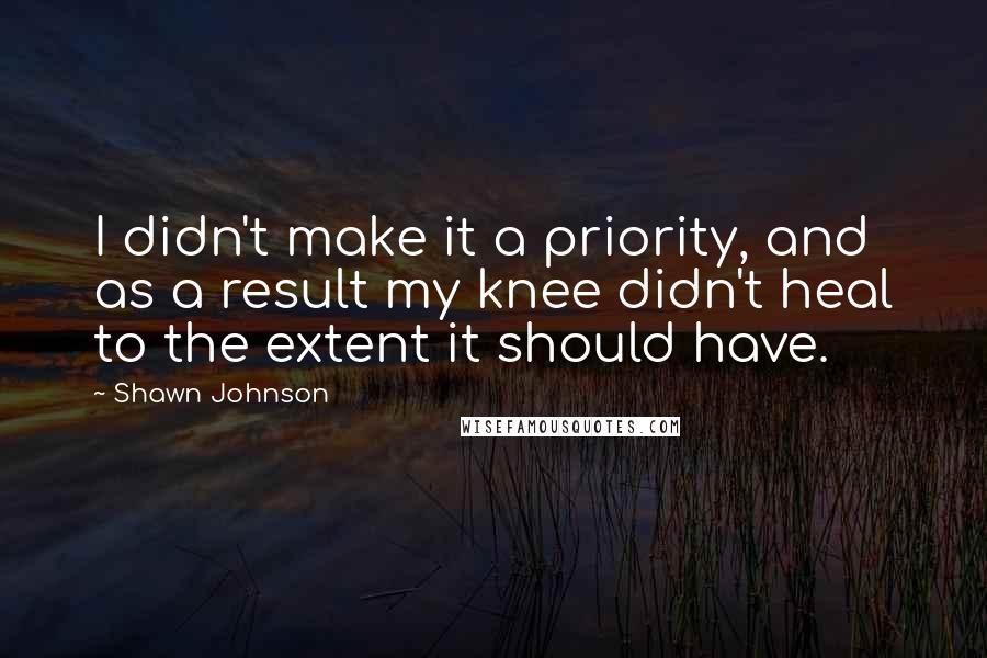 Shawn Johnson Quotes: I didn't make it a priority, and as a result my knee didn't heal to the extent it should have.