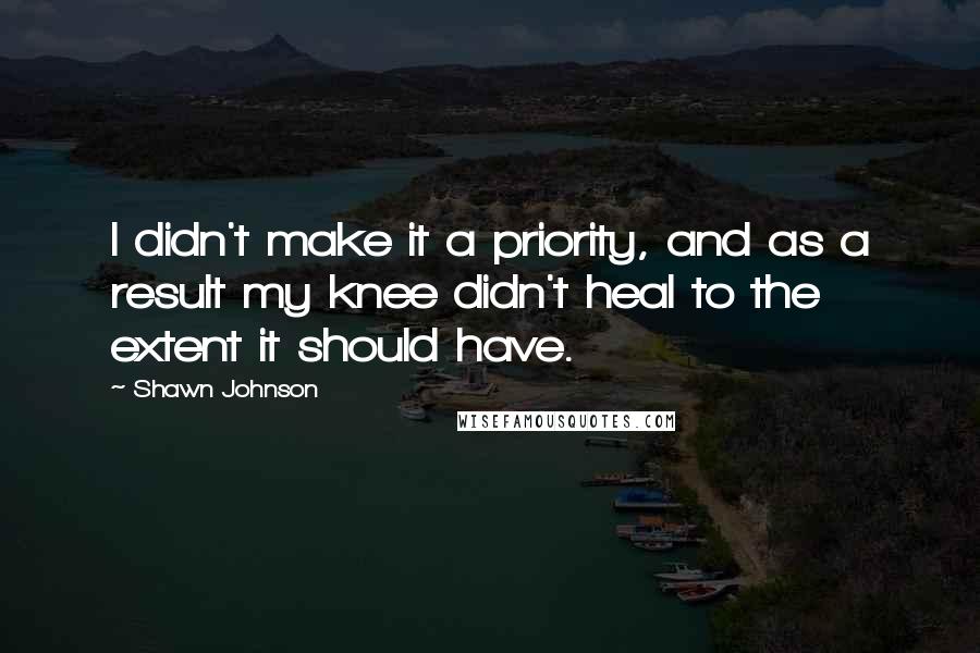 Shawn Johnson Quotes: I didn't make it a priority, and as a result my knee didn't heal to the extent it should have.