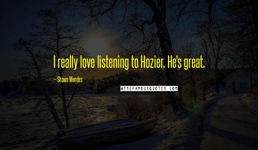 Shawn Mendes Quotes: I really love listening to Hozier. He's great.