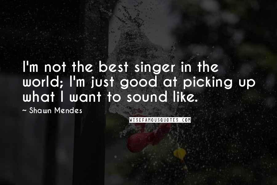 Shawn Mendes Quotes: I'm not the best singer in the world; I'm just good at picking up what I want to sound like.