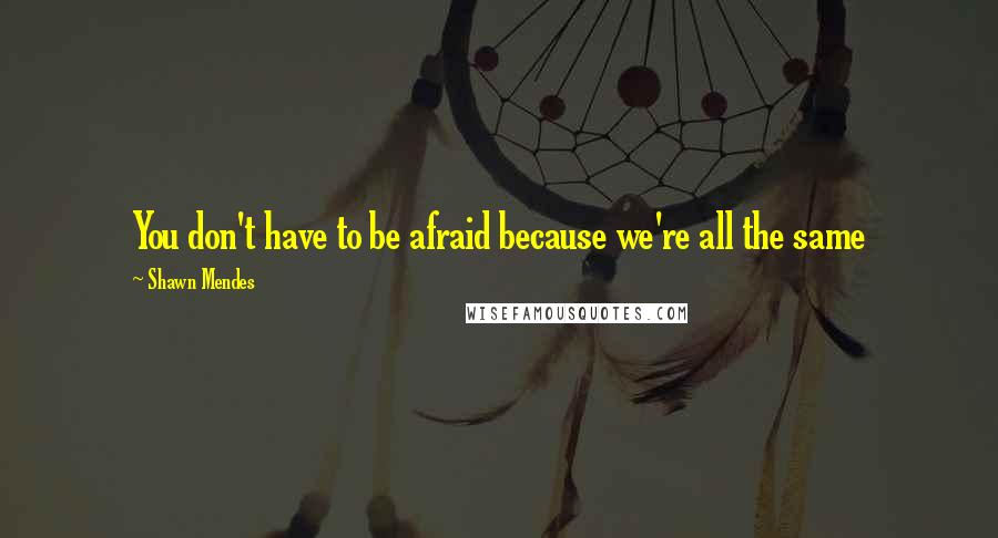 Shawn Mendes Quotes: You don't have to be afraid because we're all the same