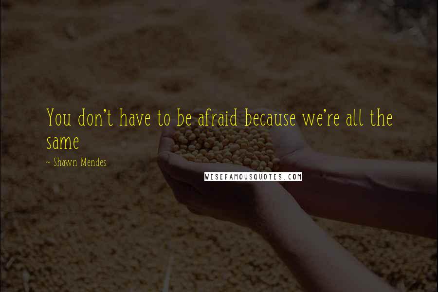 Shawn Mendes Quotes: You don't have to be afraid because we're all the same