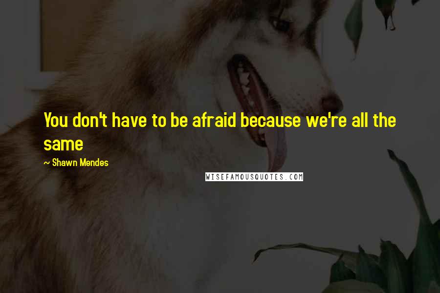 Shawn Mendes Quotes: You don't have to be afraid because we're all the same