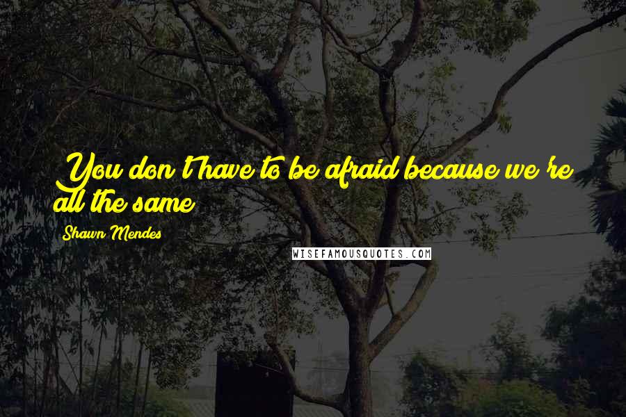 Shawn Mendes Quotes: You don't have to be afraid because we're all the same