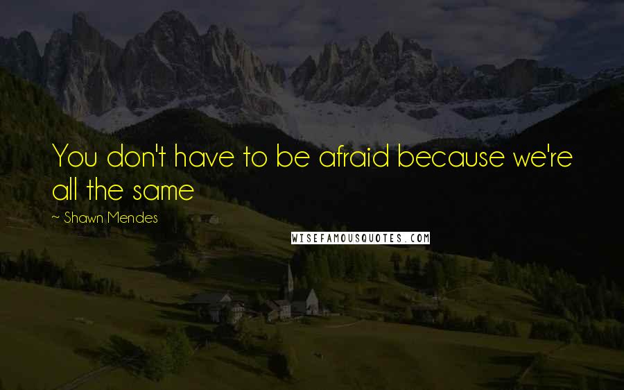 Shawn Mendes Quotes: You don't have to be afraid because we're all the same