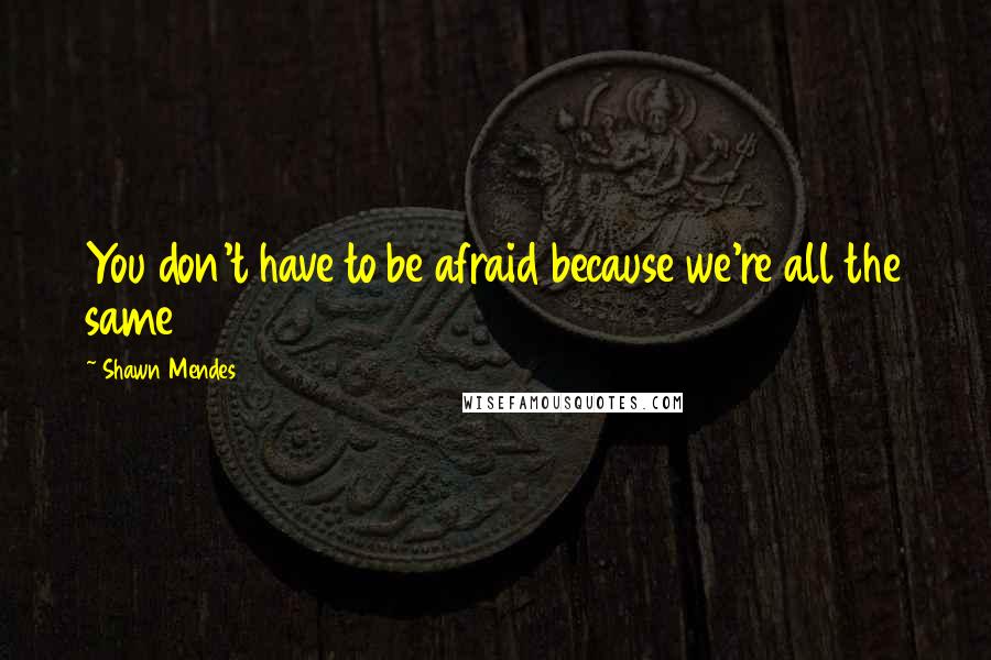 Shawn Mendes Quotes: You don't have to be afraid because we're all the same