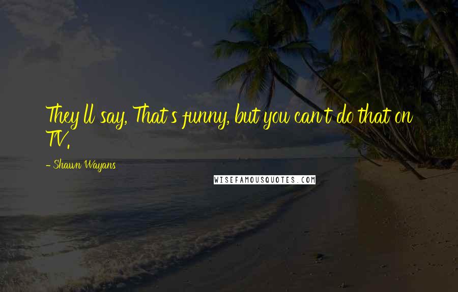 Shawn Wayans Quotes: They'll say, That's funny, but you can't do that on TV.