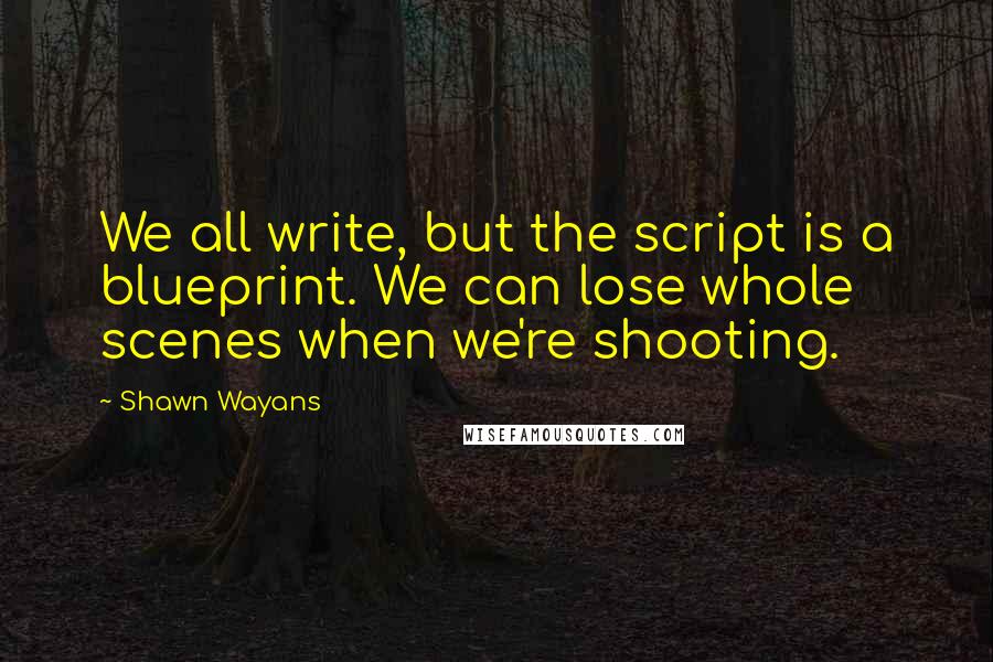 Shawn Wayans Quotes: We all write, but the script is a blueprint. We can lose whole scenes when we're shooting.