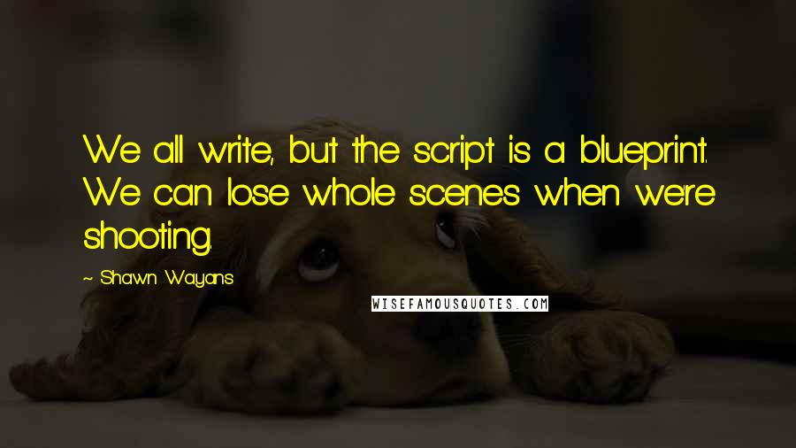 Shawn Wayans Quotes: We all write, but the script is a blueprint. We can lose whole scenes when we're shooting.