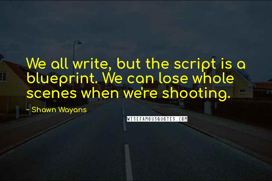 Shawn Wayans Quotes: We all write, but the script is a blueprint. We can lose whole scenes when we're shooting.