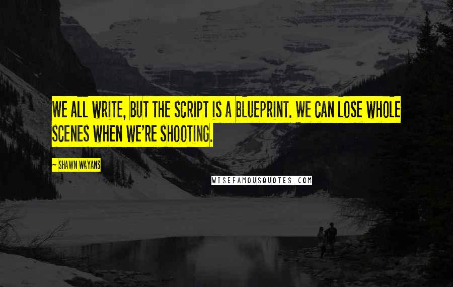 Shawn Wayans Quotes: We all write, but the script is a blueprint. We can lose whole scenes when we're shooting.