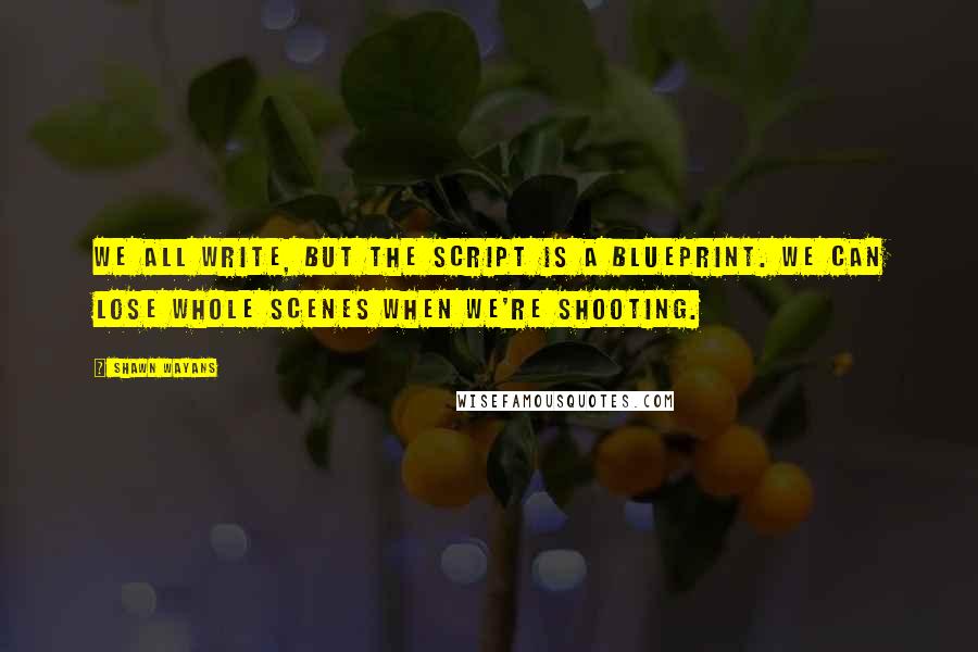 Shawn Wayans Quotes: We all write, but the script is a blueprint. We can lose whole scenes when we're shooting.