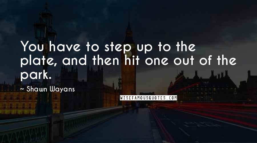 Shawn Wayans Quotes: You have to step up to the plate, and then hit one out of the park.
