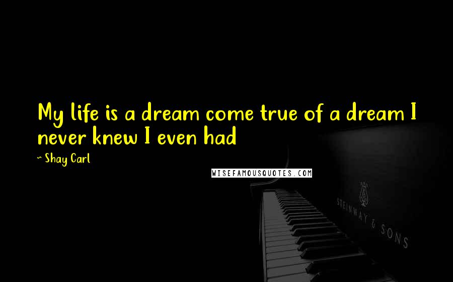 Shay Carl Quotes: My life is a dream come true of a dream I never knew I even had